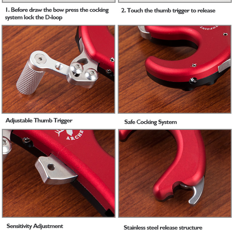 Topoint TP425 Bow Release 4 Finger Aluminum Release Aid Automatic Caliper for Compound Bow Target Archery Hunting Shooting